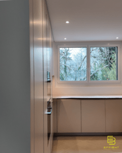 A view of the kitchen in the second villa with cream kitchen elements